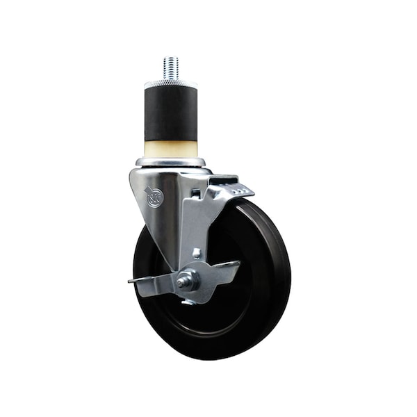 5'' SS Soft Rubber Swivel 1-7/8'' Expanding Stem Caster with Brake